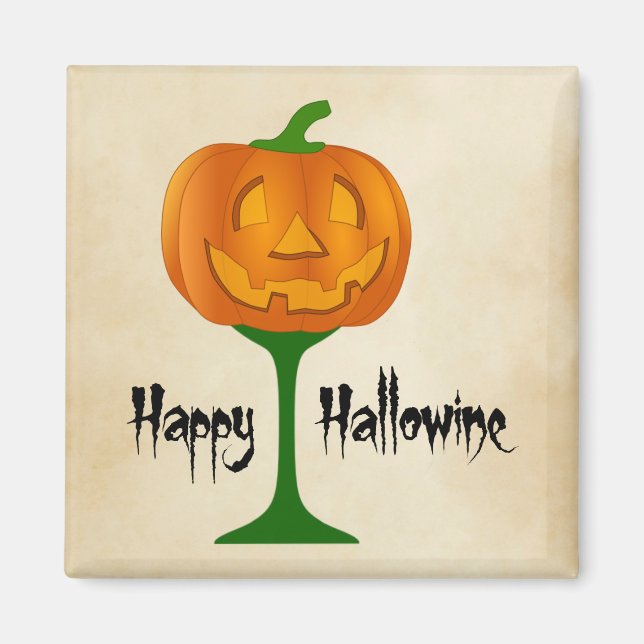 Aimant Happy Hallowine Vin Citrouille Halloween (Devant)