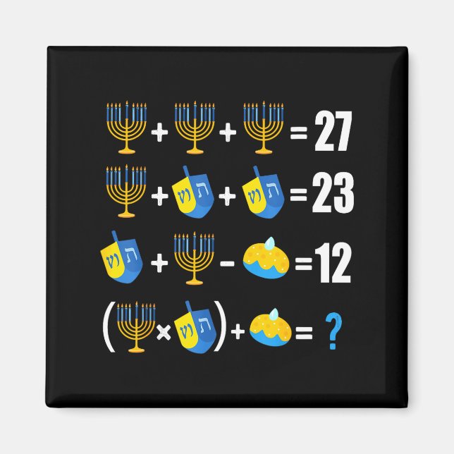 Aimant Happy Hanukkah Menorah Dreidel Doughnut Math Teach (Devant)