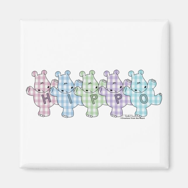 Aimant Happy Hippos pastel (Devant)