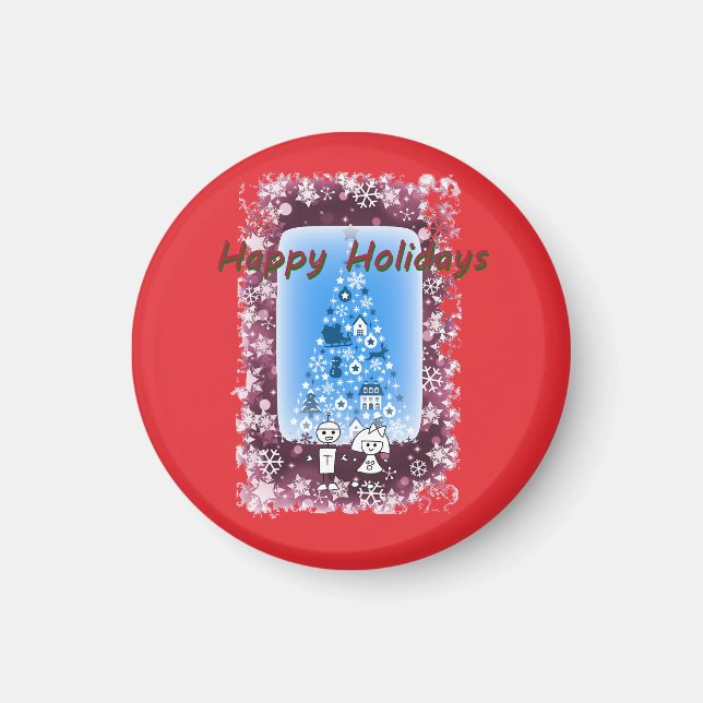 Aimant Happy Holidays HKo et TRobot par Hidemi Woods (Devant)