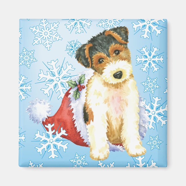 Aimant Happy Howliday Wire Fox Terrier (Devant)