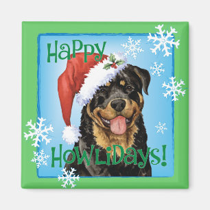 Aimant Happy Howlidays Rottweiler