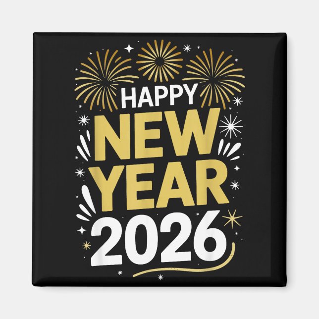 Aimant Happy New Year 2026 - New Year's Eve 2026  (Devant)