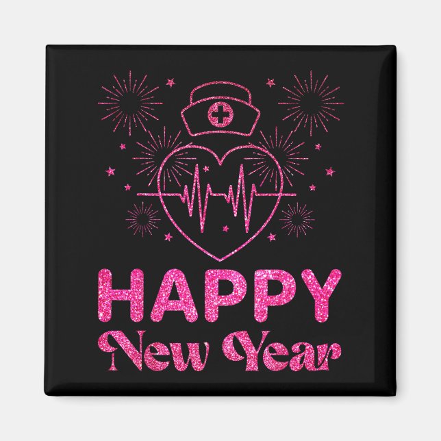 Aimant Happy New Year Nurse Crew Heartbeat New Years Eve  (Devant)