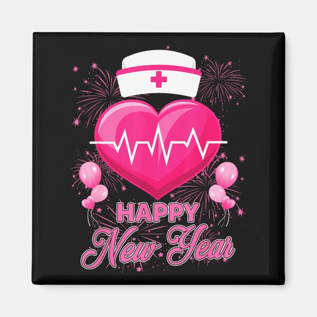 Aimant Happy New Year Nurses Heartbeat New Years Eve Part (Devant)