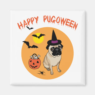 Aimant Happy Pugoween Carlins Tee - shirts, Cadeaux