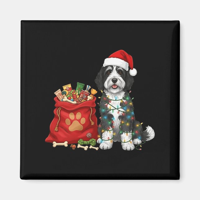 Aimant Happy Sheepadoodle Christmas Lights Dog Mom Sheepa (Devant)
