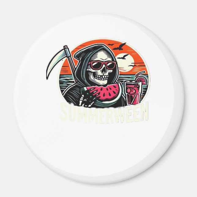 Aimant Happy Summerween Grim Reaper Watermelon Summer Hal (Devant)
