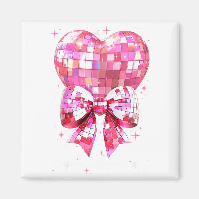 Aimant Happy Valentine's Day Funny Coquette Disco Ball He (Devant)