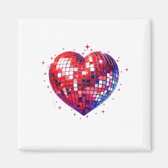 Aimant Happy Valentine's Day Funny Coquette Red Disco Bal (Devant)