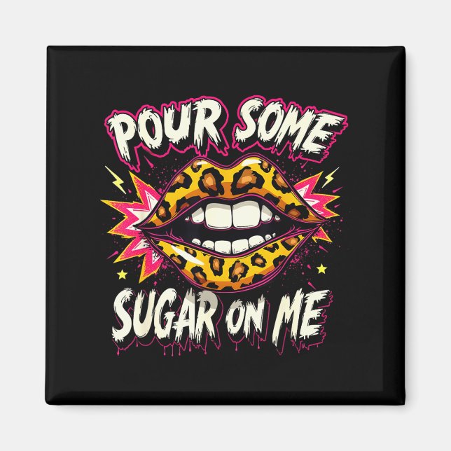 Aimant Happy Valentine's Day Retro Leopard Lips Ur Some S (Devant)