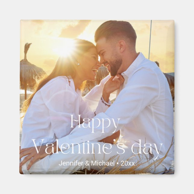 Aimant happy valentines jour couple photo script moderne (Devant)