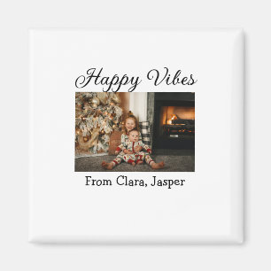 Aimant Happy vibes enfants famille photo de Noël Invitati