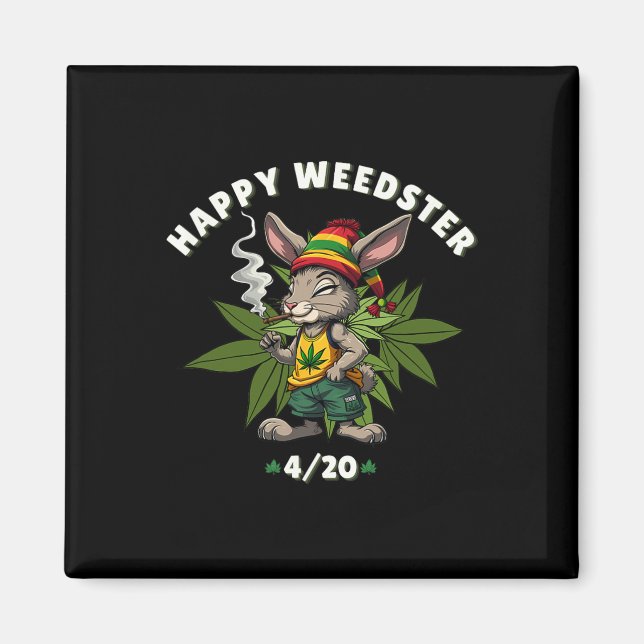 Aimant Happy Weedster Stoned Bunny Joint Easter Day  (Devant)