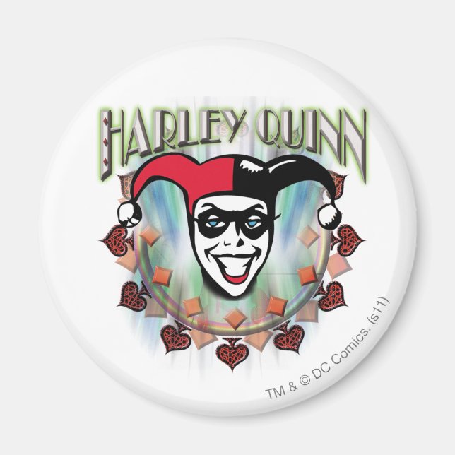 Aimant Harley Quinn - Face et logo (Devant)