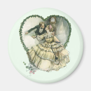 Aimant Harrison Fisher vintage, mariée et marié de Noël