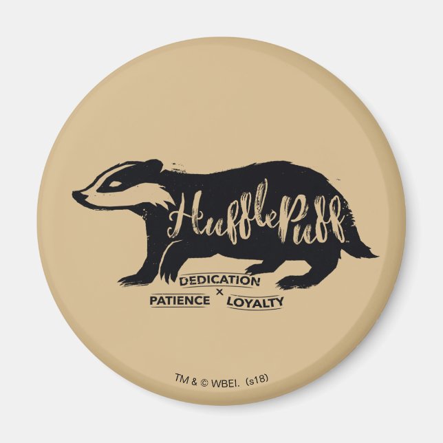 Aimant Harry Potter | HUFFLEPUFF™ Silhouette Typographie (Devant)