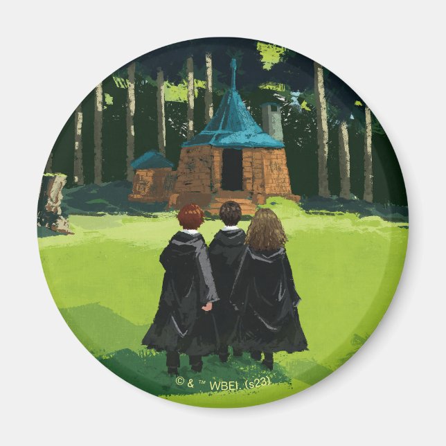 Aimant HARRY POTTER™, Ron, & Hermione à Hagrid's Hut (Devant)