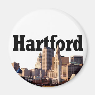 Aimant Hartford CT Skyline avec "Hartford" dans le ciel