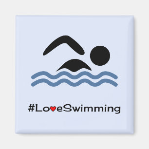 Aimant Hashtag amour nager fun bleu sports