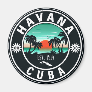 Aimant Havana Cuba Island Retro Sunset Souvenirs 60s