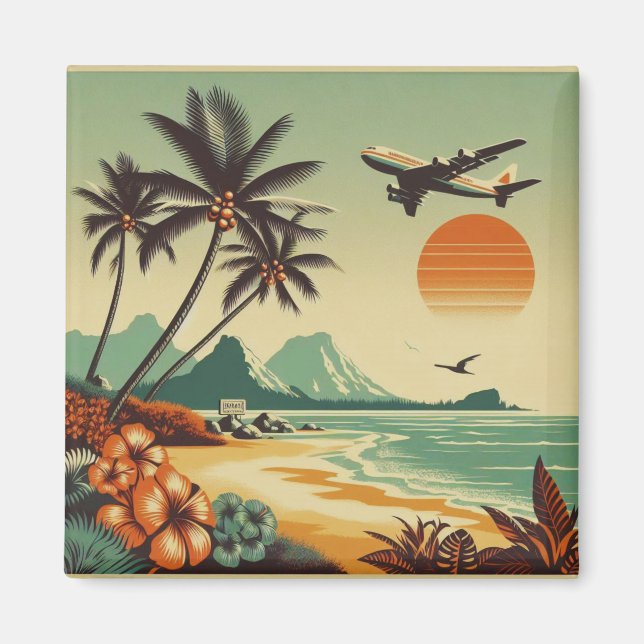 Aimant Hawaï vintage/tropical (Devant)