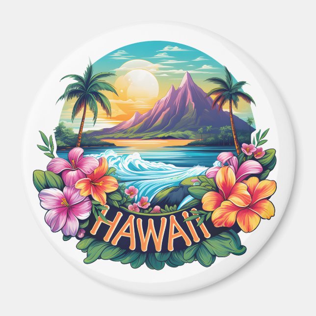 Aimant Hawaii Aloha Tropical Beach Mountains Voyage (Devant)