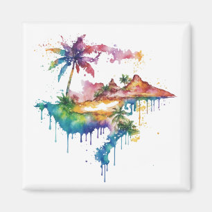 Aimant Hawaii design avec des plaques colorées
