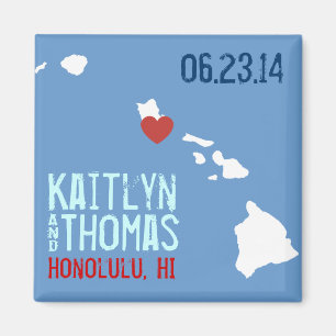 Aimant Hawaii Enregistrer la date - Ville personnalisable