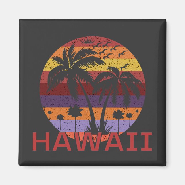 Aimant Hawaii Vintage Palm Trees Voyage (Devant)