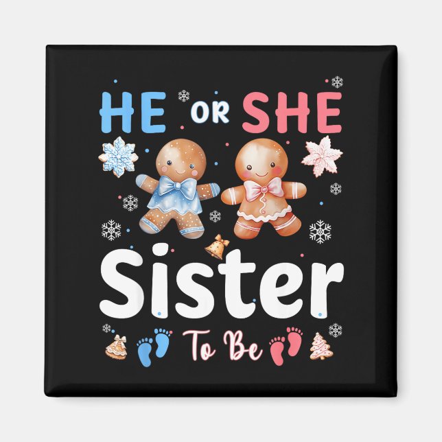 Aimant He Or She Sister To Be Christmas Gingerbread Gende (Devant)