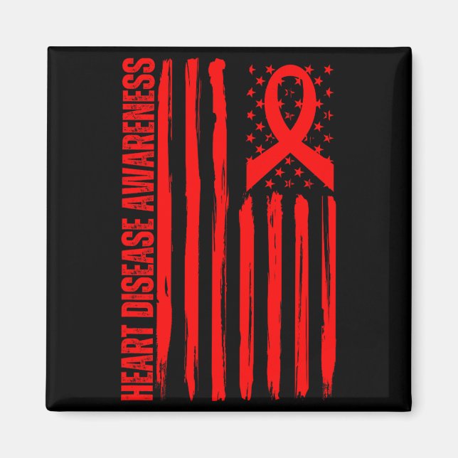 Aimant Heart Disease Awareness American Flag Chd Congenit (Devant)