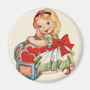 Aimant Heart Girl Enfant Retro Enfants mignons