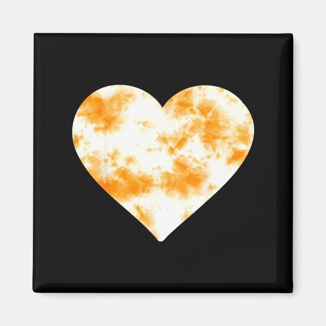 Aimant Heart Orange Tie Dye - Cute Valentines Day Graphic (Devant)