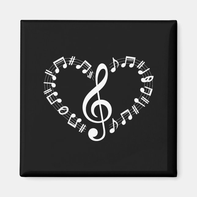 Aimant Heart Shape Musical Notes Music Lovers Happy Valen (Devant)