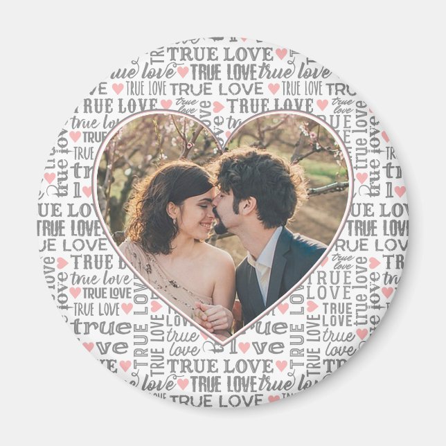 Aimant Heart Shaped Photo True Love Valentines or Wedding (Devant)