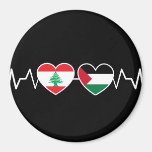 Aimant Heartbeat Lebanon Palestine Unity drapeaux.