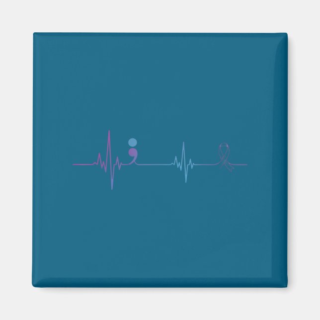 Aimant Heartbeat Semicolon Suicide Prevention Awareness  (Devant)