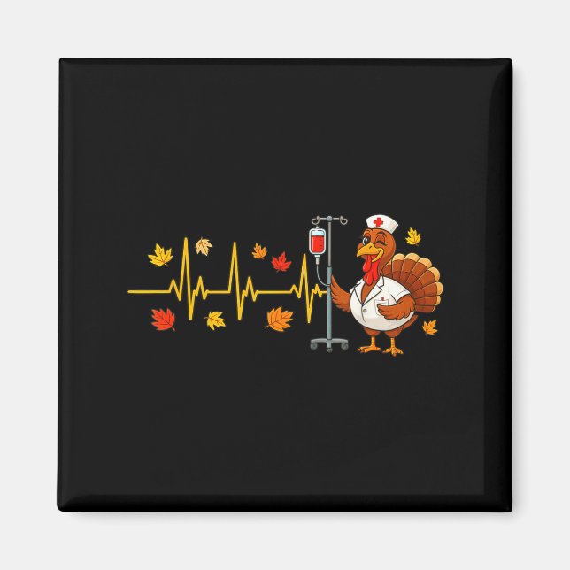 Aimant Heartbeat Turkey Funny Nurse Thanksgiving Fall Des (Devant)