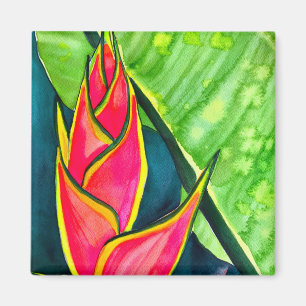 Aimant Hélicoptère aquarelle fleur tropicale