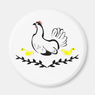 Aimant Hen avec deux poussins jaunes