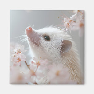 Aimant Hérisson adorable parmi les fleurs du printemps