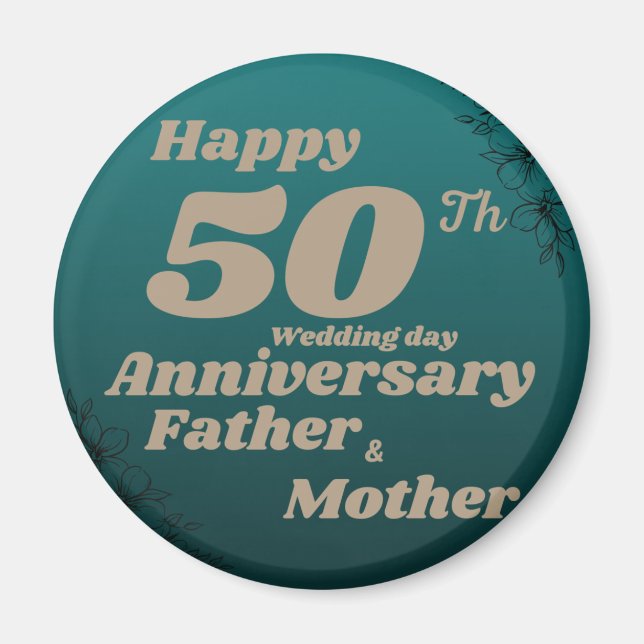 Aimant heureux 50 e anniversaire de mariage (Devant)