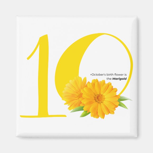 Aimant heureux anniversaire : Octobre fleur de naissance  (Devant)