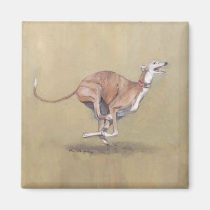 Aimant heureux d'art de chien de lévrier
