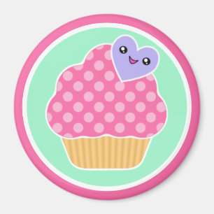 Aimant heureux de petit gâteau de Kawaii de coeur