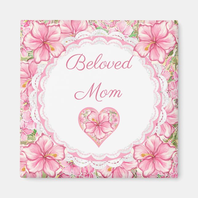 Aimant Hibiscus & dentelle PINK (Devant)