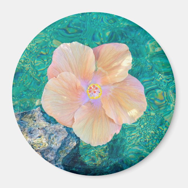 Aimant Hibiscus fleur turquoise eau de l'océan Hawaïen (Devant)