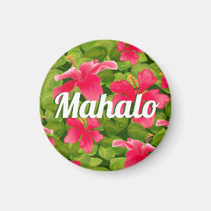 Aimant Hibiscus rose hawaïen Mahalo