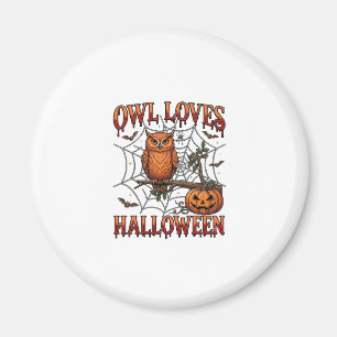 Aimant Hibou aime Halloween Orange Toile d'Araignée Citro